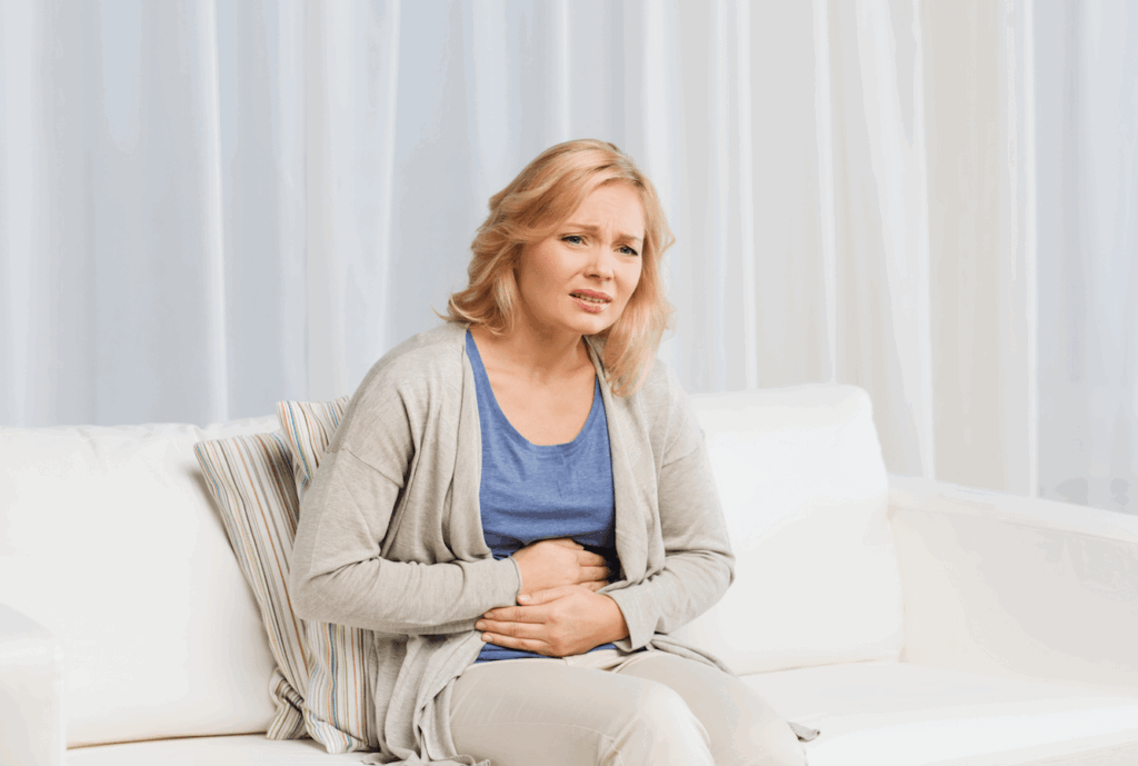 Woman suffering from H. pylori